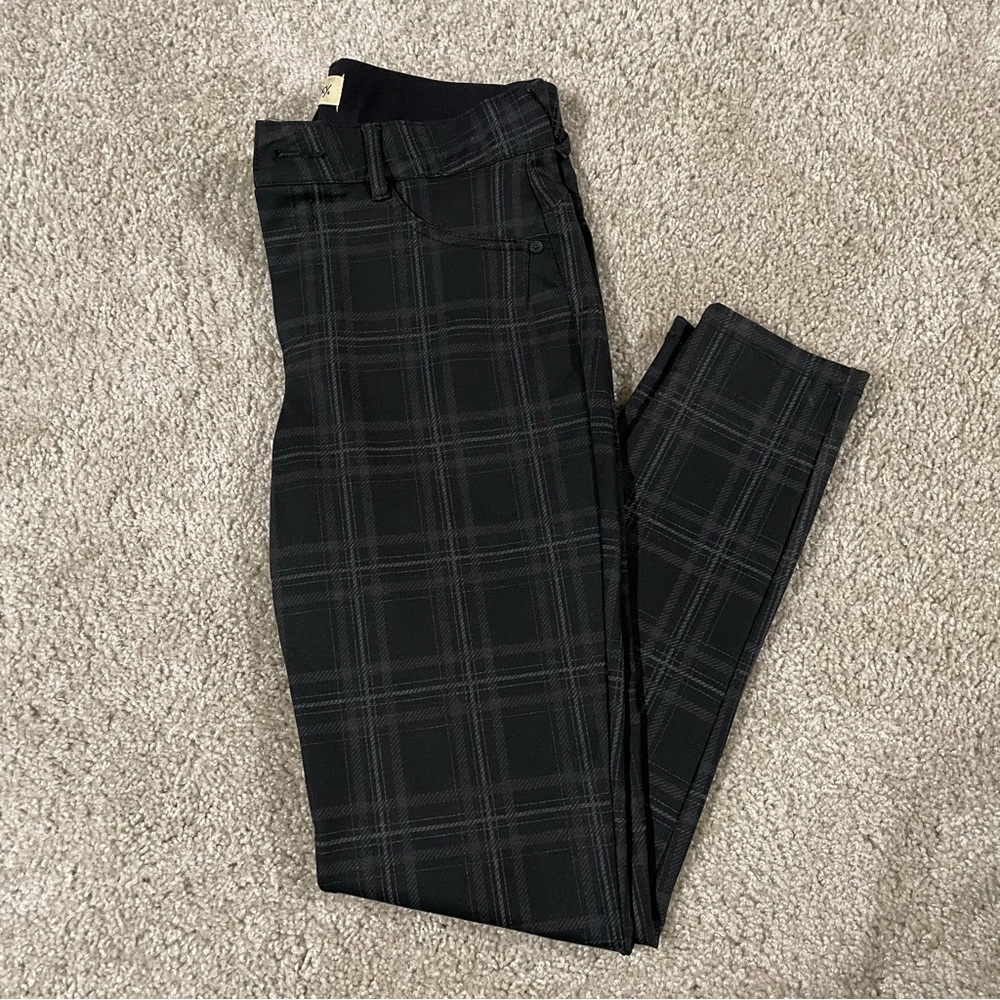 Democracy Women's Pants Black Plaid Skinny Jeans Size 6, 'Ab' Technology